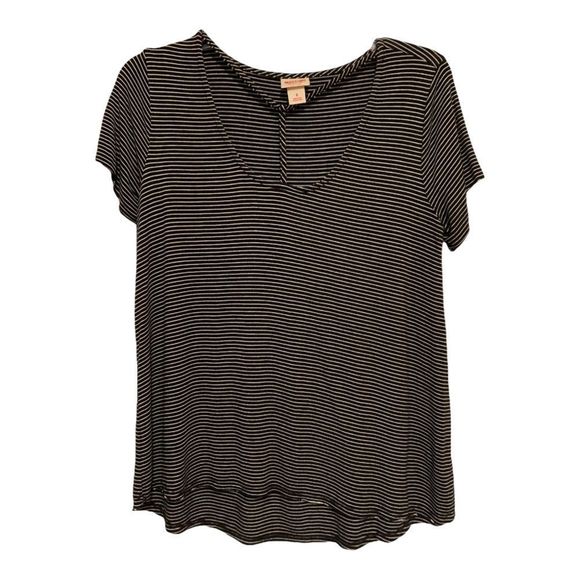 Mossimo Black White Striped T-Front Top S (A-121) - Picture 1 of 8